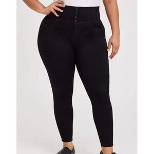 Torrid Black Corset Skinny Jeans Women's Four Button Shaping Waist Panel 18R